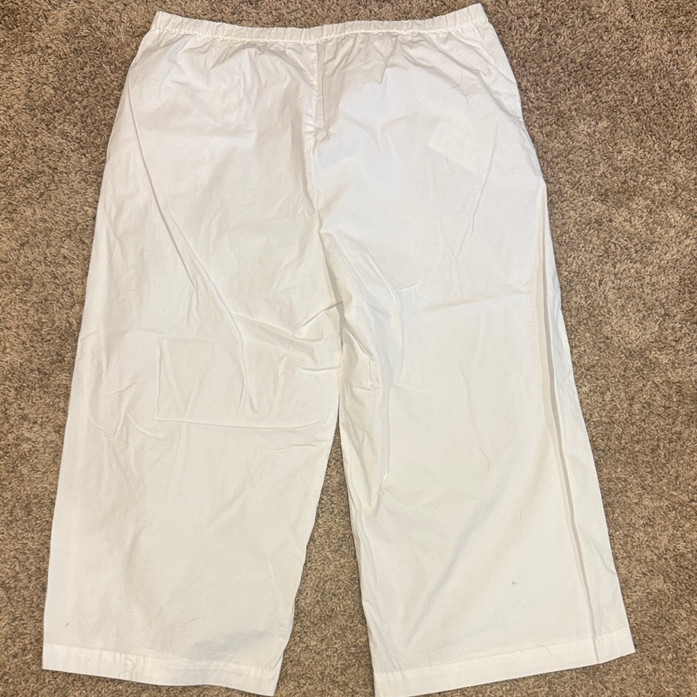NWOT Eileen Fisher White Linen Wide-Leg Cropped Pants - Picture 3 of 3